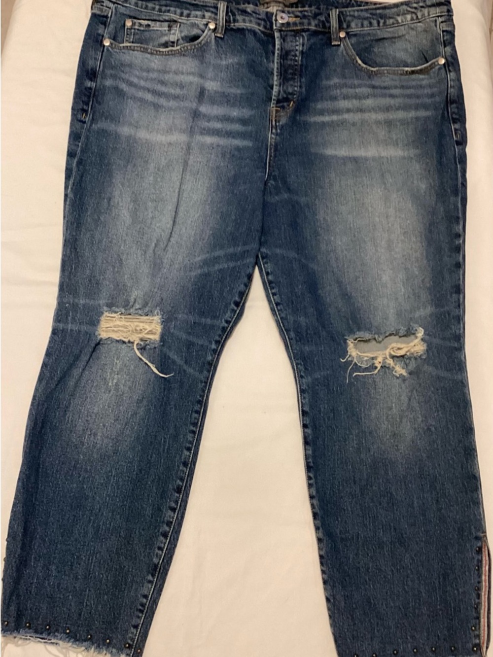 torrid Medium Blue High-Rise Straight Jeans with Contrast Stitching & grommets